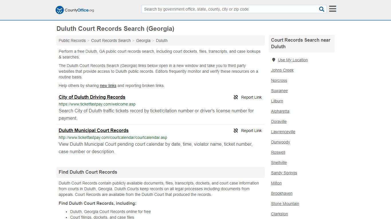 Duluth Court Records Search (Georgia) - County Office